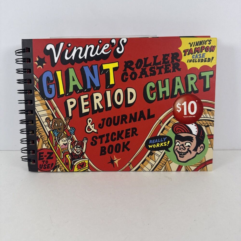VINNIE'S GIANT ROLLER COASTER PERIOD CHART & Journal Sticker Book w/ Tampon Case